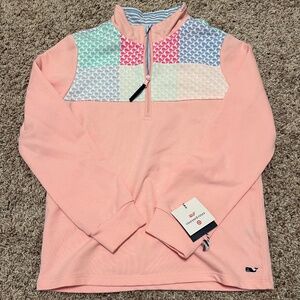 NWT Vineyard Vines for Target Girl's Pink Whale Patchwork 1/4 zip